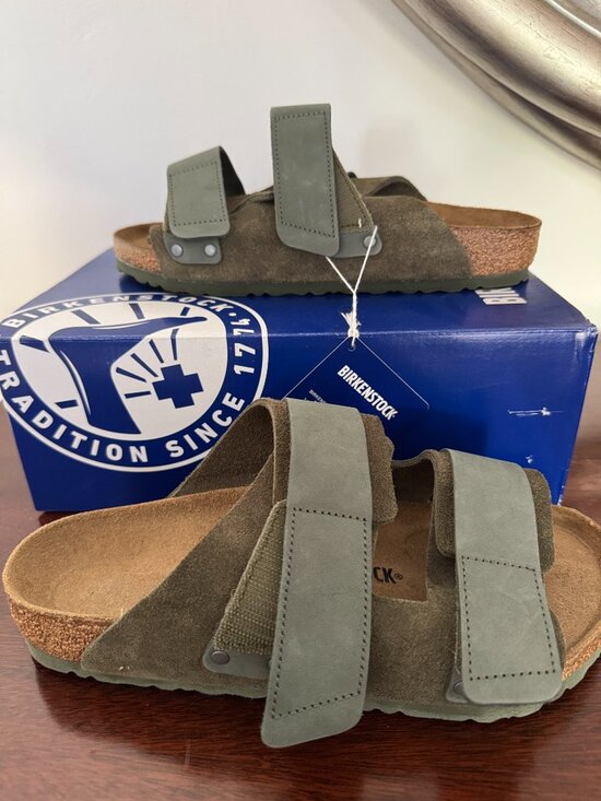 Birkenstock Unisex Uji Nubuck-Suede Leather in Olive  - Sz: 8US/41